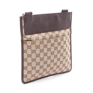 Gucci Tan Beige Shoulder Leather Canvas Brown GG Bag